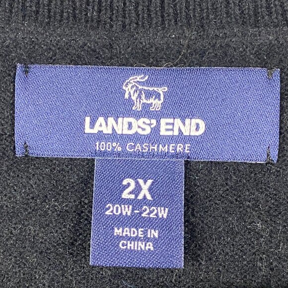 Lands End 100% Cashmere Crew Neck Sweater Size 2X Black Long Sleeve Womens - Picture 4 of 9